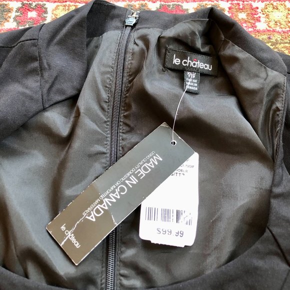 *NWT* Black Starburst Pleated Fitted Sheath Dress - Made in Canada - Size XXS - Picture 9 of 16